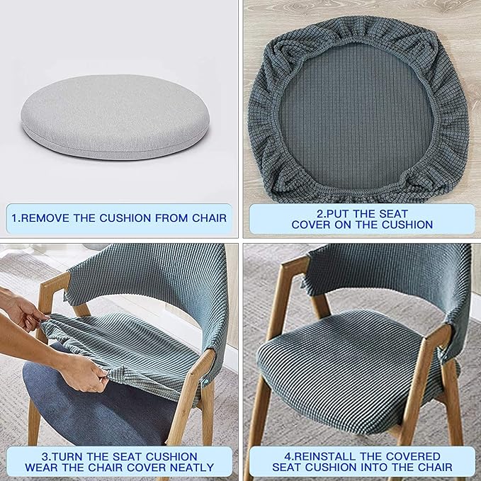 Yikko Dining Room Chair Cover, Elastic Stretch Chair Slipcovers Super Fit Anti-dust Desk Seat Cover Spandex Removable Washable Kitchen Chair Protective Cover Applicable Seat Size 15-20 Inches (Grey)