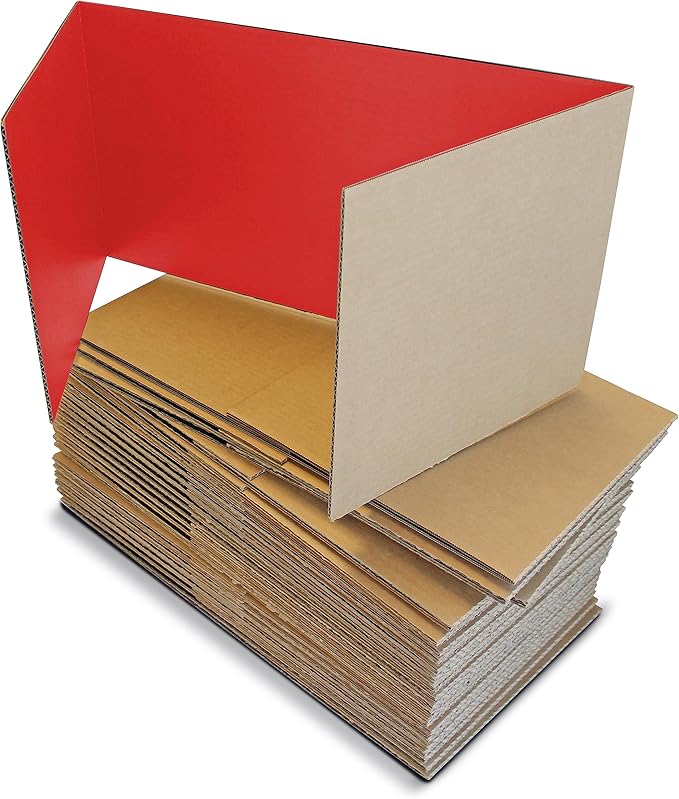 Flipside Products 24 Pack Red Study Carrel, 12”x48” Privacy Boards, Student Privacy and Focus Booth for The Classroom, Desk Divider Cubby for Tests, Made in USA