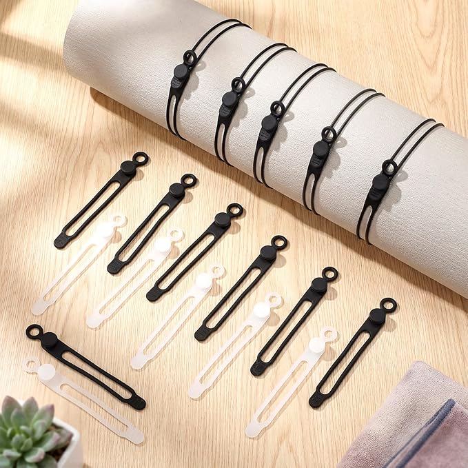 Nuanchu 40 Pcs Silicone Cable Ties Reusable Holder Adjustable Straps Multipurpose Charging Cable Organizer for Fastening Charging Cords Wires (4.17 Inch,Translucent, Black)