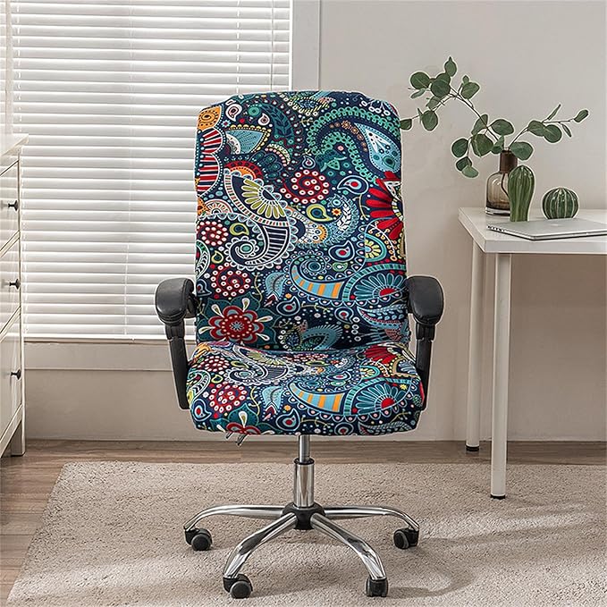 NILUOH Stretch Office Computer Chair Cover with Zipper, Rotating Boss Chair Slipcovers, Soft Chair Cover for Dorm Desk Chair, Soft Fit Universal Removable Spandex