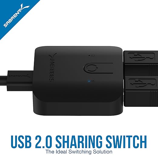 SABRENT USB 2.0 Sharing Switch for Multiple Computers and Peripherals LED Device Indicators (USB-SW20) Black