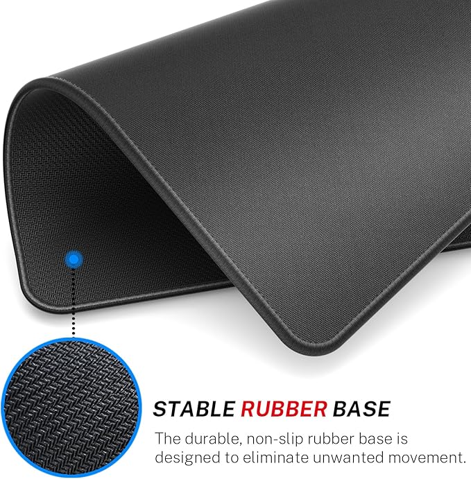 MROCO Mouse Pad [30% Larger] with Anti-Fray Stitched Edges, Premium-Textured Waterproof Surface, Non-Slip Rubber Base, Computer & Gaming Mouse Mat for Laptop, Office & Home, 8.5 x 11 in, Black