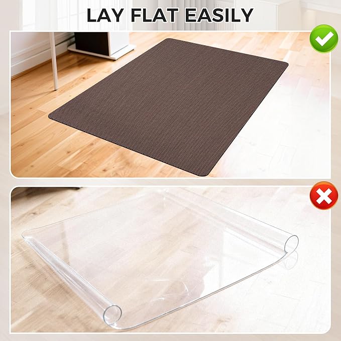 Sycoodeal Chair Mat, 40" x 55" Office Chair Mat for Hardwood and Tile Floor, Heavy Duty Floor Protector for Rolling Chairs, Non-Slip,Computer Mat for Home Office(Brown)