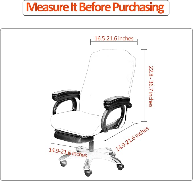 SARAFLORA Office Chair Covers- Medium, Ivory- Removable Computer Chair Covers for Office Chair with Zipper for Universal Rotating Chair Desk Chair Cover Chair Seat Washable Protector for Pets