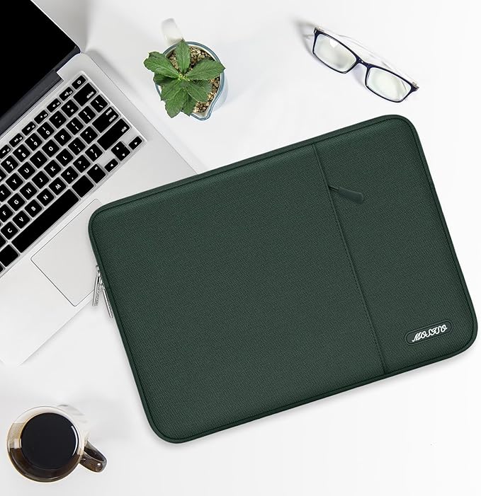 MOSISO Laptop Case 13 inch, Laptop Sleeve Compatible with MacBook Neo/Air/Pro 13 inch with A18/M5/M4/M3/M2/M1 Chip 2026-2016, Polyester Vertical Computer Sleeve Bag with Pocket, Midnight Green