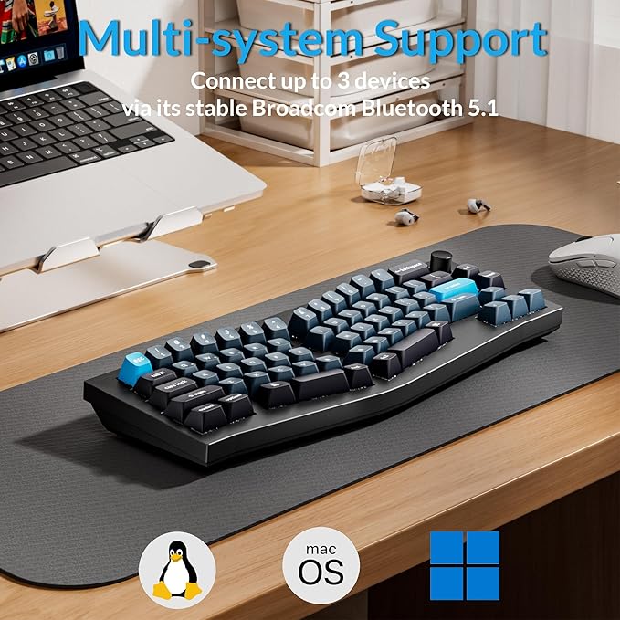 Keychron Q8 Pro QMK/VIA Programmable Wireless Custom Mechanical Keyboard, 65% Alice Layout Bluetooth/Wired, Hot Swappable, Ergonomic, Aluminum, RGB Backlit for Mac Windows Linux-Black