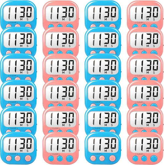Classroom Timers for Teachers Kids Large Magnetic Digital Timer Teacher Supplies 24 Pack-Blue Pink