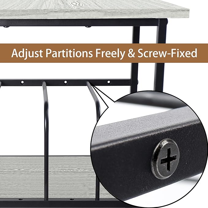 Record Player Stand with 4 Adjustable Dividers, Vinyl Record Storage Holds 200 LPs, 3 Layer End Table, Multi-Functional Record Player Table for Home, Grey