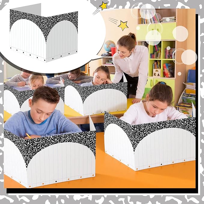 AmazingSpark 24 Pcs Privacy Folders Desk Dividers Composition Notebook Scalloped Testing Dividers for Students Desk Classroom Privacy Folder Boards for School Teacher Office Home Study Supplies