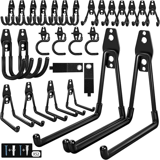 28 Pack Garage Hooks Heavy Duty - Garage Storage and Organization Ladder Hooks with Non Slip PVC Coating for Hanging Bike，Ladder，Garden Tools，Hose