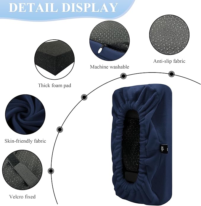 SPRING SEAON Office Chair Arm Covers Soft Memory Foam Arm Rest Pads Short Plush Gaming Chair Armrest Cushion Provide Cushioning for Elbows and Forearms 2 Pack Chair Covers for Arms Navy Blue