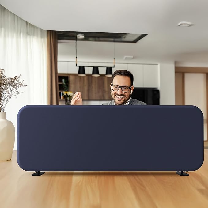 DECOLAB Desk Divider, Portable Privacy Panel for Office, Classroom, Freestanding, Scratch-Resistant, 48"x18", Cobalt