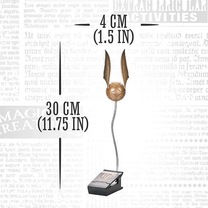 Paladone Golden Snitch Lumi Clip | Convenient Harry Potter Themed Reading Light | Dual Powered by Batteries or USB, Gold