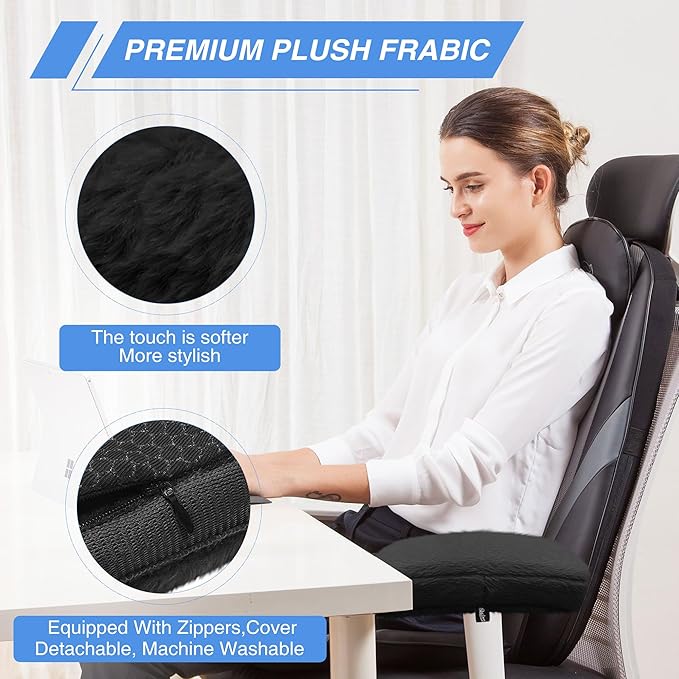 SPRING SEAON Office Chair Arm Covers Plush Office Chair Arm Pads Premium Memory Foam Gaming Chair Armrest Cushion Provide Cushioning for Elbows and Forearms 2 Pack Arm Chair Covers for Arms (Black)
