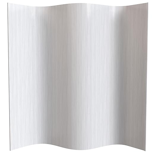 Red Lantern 7 ft. Tall Bamboo Wave Screen - White