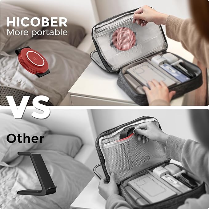 Hicober 3 in 1 Wireless Charging Station for Apple Watch and iPhone Air 17 16 15 14 13 12 Pro Max/Plus, Magnetic Foldable Wireless Travel Charger Station Stand for Airpods iWatch All Series Dark Red