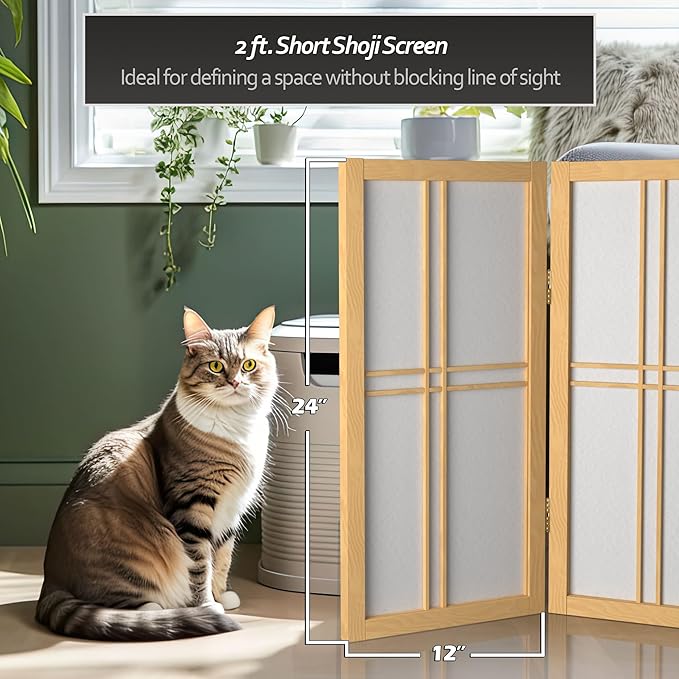 2 ft. Short Desktop Double Cross Shoji Screen - Natural - 5 Panels