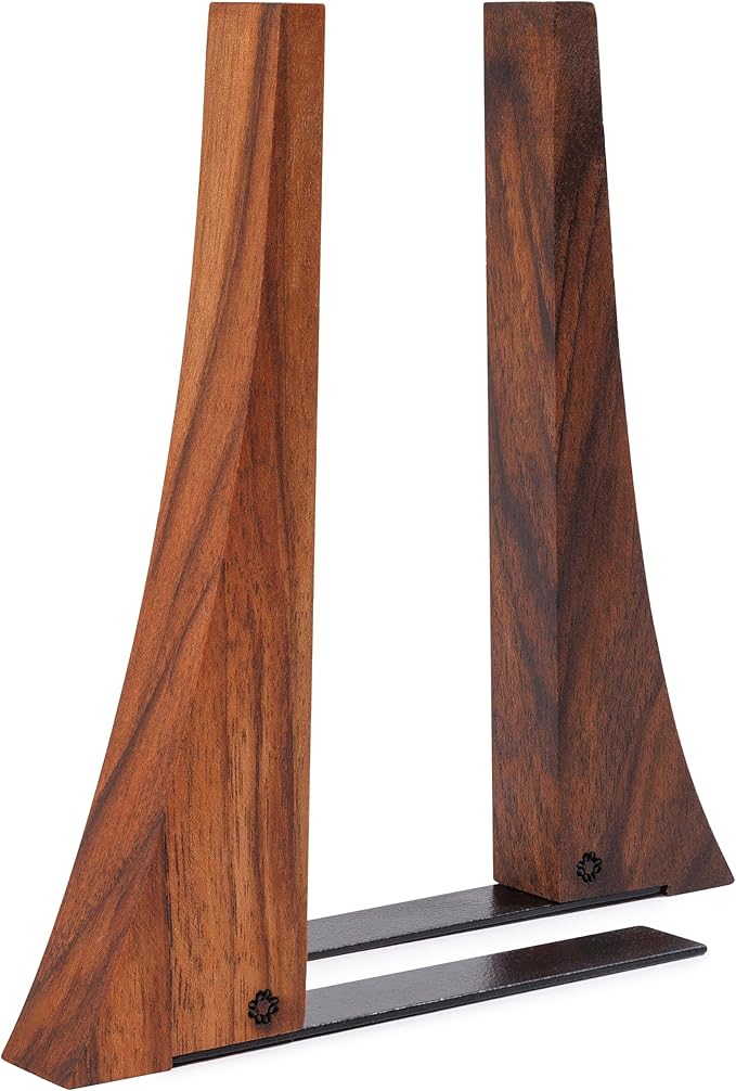 TILISMA Walnut Bookends for Shelves | Wooden Book Ends for Shelves | Sturdy Book Holders, Stoppers with Metal Base for Bookshelves | Slick Decorative Bookends Stands Firmly on Bookshelf (Pair)