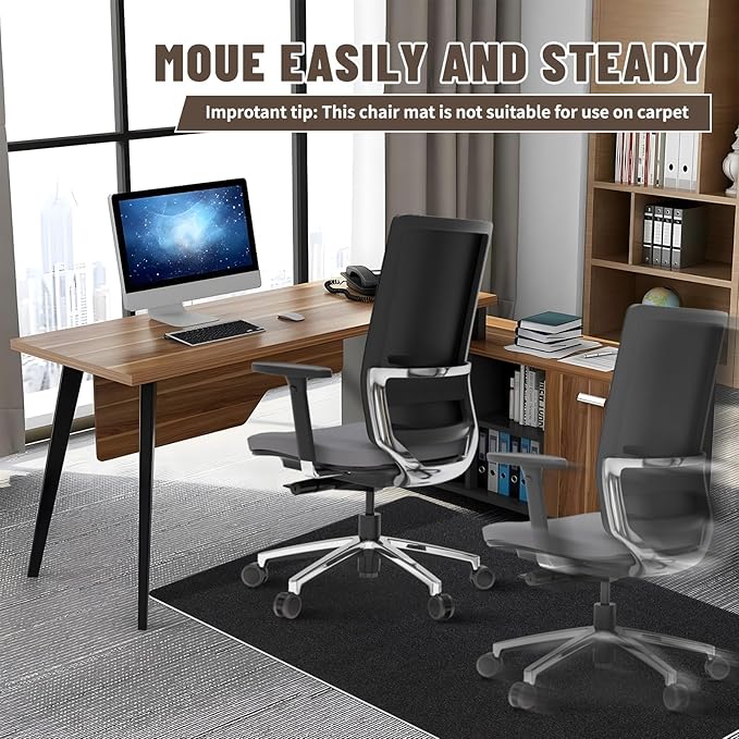 Office Chair Mat - for Hardwood Floors, Large Non-Slip Easy-Clean Floor Protection Blanket (Black, “60 x 48in”).