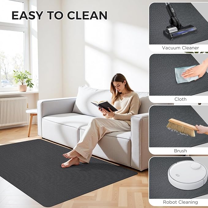 Sycoodeal Chair Mat, 48" x 60" Office Chair Mat for Hardwood and Tile Floor, Heavy Duty Floor Protector for Rolling Chairs, Non-Slip,Computer Mat for Home Office(Grey)