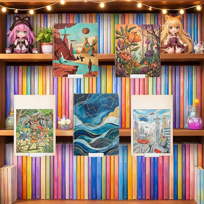 Chumia 6 Pcs Adjustable Book Stand for Display Bookcase Bookshelf Book Comics Display Holder Manga Stand Easel Collector for Library Bookstore Album Cd Magazine Postcard Artworks Home