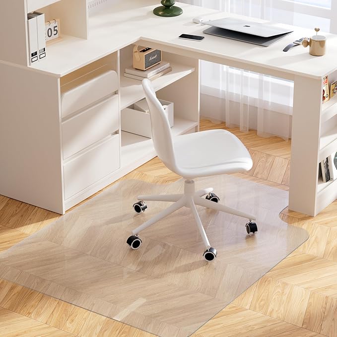 Yecaye Desk Chair Mat for Hardwood Floor, Office PVC Computer Chair Mat, Floor Protector for Rolling Chairs (Transparent, 48" x 60")
