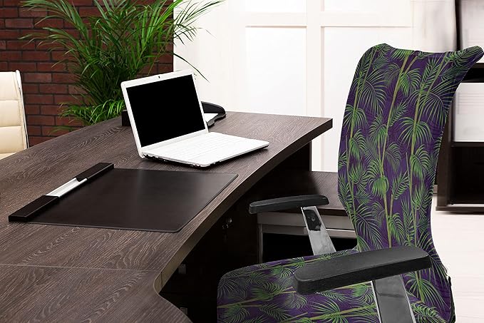 Ambesonne Hawaiian Office Chair Cover, Abstract Exotic Tropical Pattern Palm Branches and Leaves Summer Design, Stretchable Decorative Universal Size High Back Printed Slipcover, Quartz Fern