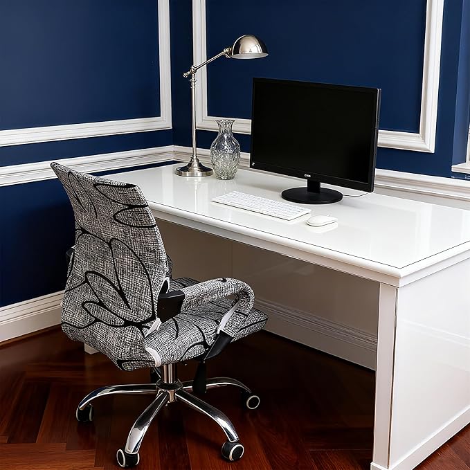 Waterproof Office Chair Cover with Armrest Cover 18Inch Wide Stretch Printed Floral Small Desk Computer Chair Covers with Long Zipper Arm Slipcovers Washable