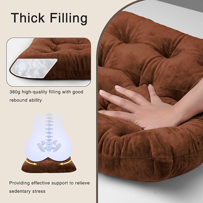 OVOV 2 Pack Chair Cushions for Dining Chairs Soft Seat Cushions for Kitchen Desk Chairs Square Chair Pads with Ties (15.5"x15.5" Coffee)