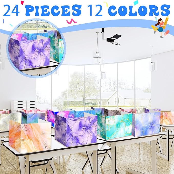 SATINIOR 24 Pcs Privacy Folders for Students, Desk Dividers for Classroom Testing, Student Privacy Boards Classroom Must Have, 12 Colors Study Panel for School Teacher Supplies(Vibrant Style)
