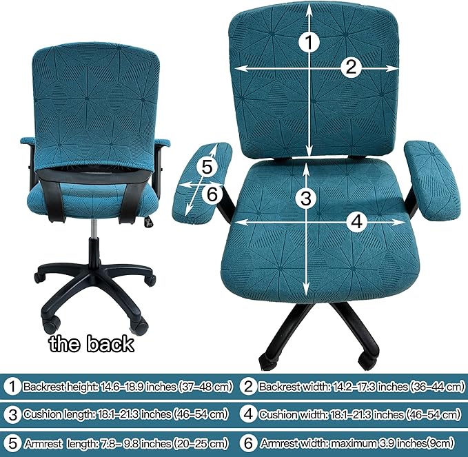 High Elasticity Anti Slip Office Chair Cover, Split Design for Easy Installation,Universal Desk Chair Cover wear-Resistant and Scratch Resistant (Peacock Blue, Chair Armrest Covers)