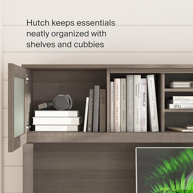 Bush Home 72-Inch L-Shaped Desk with Hutch, Corner Computer Office Desk with File and Box Drawers, Shelves and Storage Cabinet, Home Office Workstation, Somerset Collection, Ash Gray