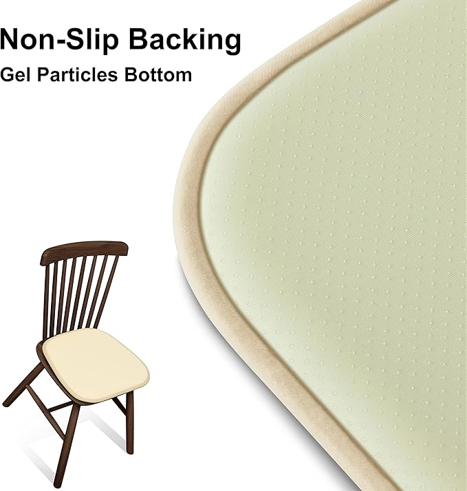 Shinnwa Kitchen Seat Cushions Set of 2, Non Slip Dining Chair Cushions, U-Shaped Indoor Chair Pads, 2 Pack, 15 x 16 Inches, Beige