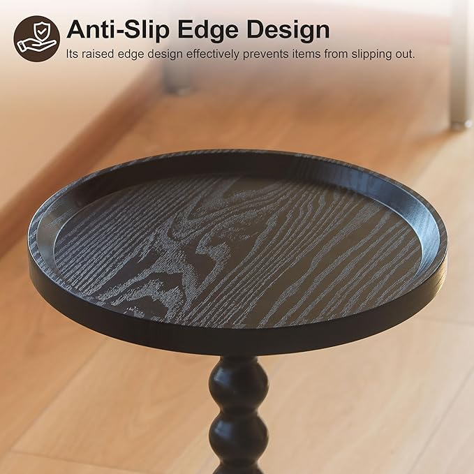 AWASEN Round Side Table, Small End Table for Small Spaces, Round Drink Accent Table Nightstand for Bedroom, Living Room, Corners, Office, Black