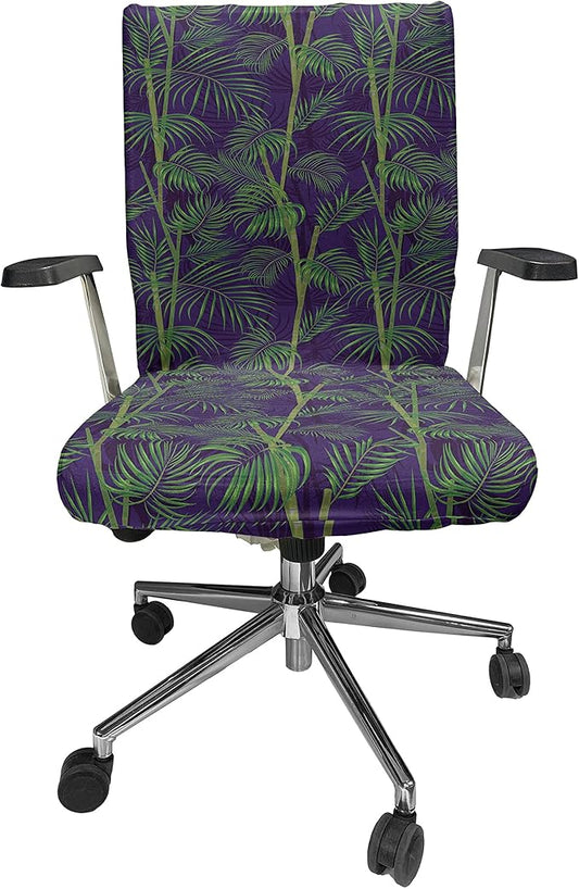 Ambesonne Hawaiian Office Chair Cover, Abstract Exotic Tropical Pattern Palm Branches and Leaves Summer Design, Stretchable Decorative Universal Size High Back Printed Slipcover, Quartz Fern