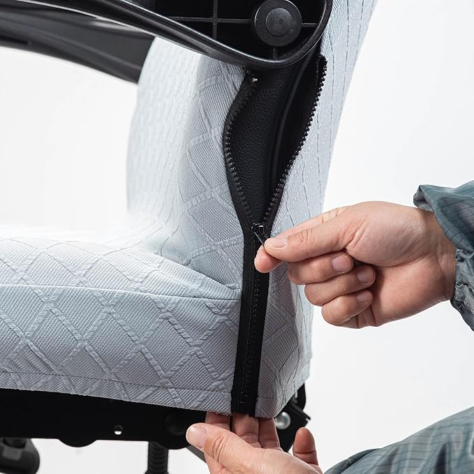 Melaluxe Office Chair Cover with Armrest Covers， Universal Stretch Desk Chair Cover, Computer Chair Slipcovers (Size: L) - Light Gray