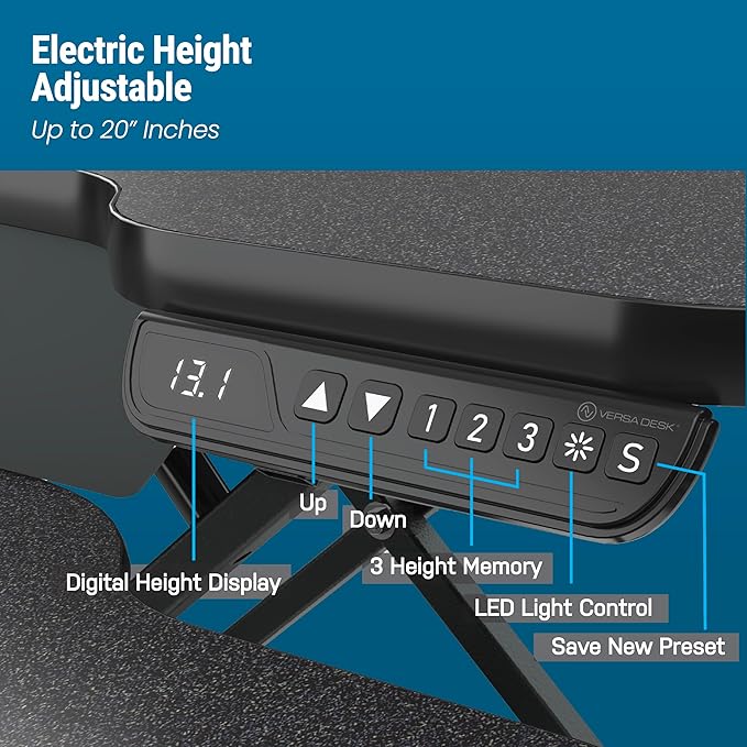 VERSADESK® PowerPro™ Elite 36” - Electric Adjustable Desk Converter with Programmable Controller and USB Hub. Mobile App Controllable. Removable Keyboard Tray - Powerful Riser Lifts 80 lbs – Black