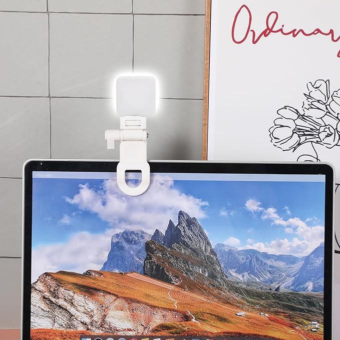 Webcam Mount for Monitor, Camera Mount Clamp Clip Ring Light Clip Adapter Replacement Zoom Light Clips-on Part Screen Display Top Fill Lights-Flash Holder for Phone Tripod Tablet Video Live Stream