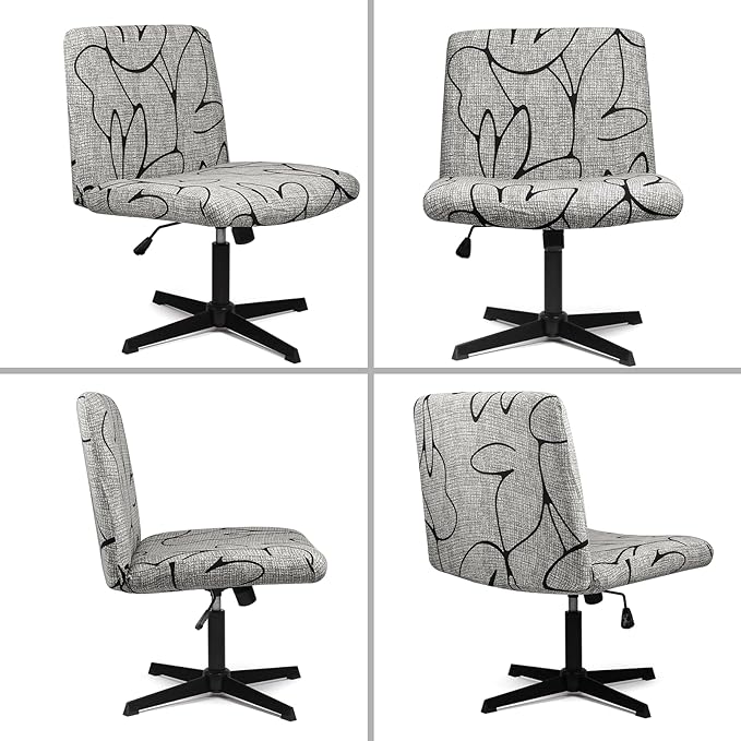 Iauddy Armless Criss Cross Office Desk Chair Cover Slipcover,Accent Mid Back Wide Swivel Task Vanity Slipper Chair Protector Stretch Removable Without Arms for Accent Chair