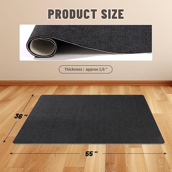 Office Chair Mat - for Hardwood Floors, Large Non-Slip Easy-Clean Floor Protection Blanket (Black, “55 x 35in”).
