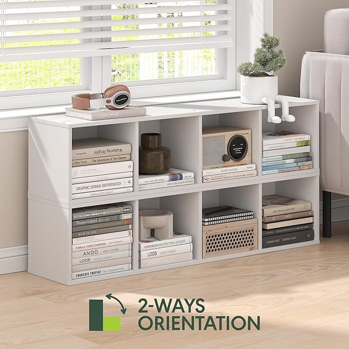 Furinno Fulda Book Shelf, 4-Tier Narrow Bookshelf, Standing Bookcase with 10-in Width Storage Shelf, 9.3 x 9.8 x 41.6, for Organization and Storage, for Living Room, Bedroom, Home Office, White