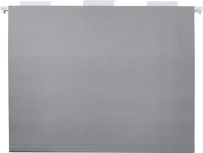 Amazon Basics Hanging File Folders with Adjustable Tabs for Document Organization, Letter Size, Gray, 25-Pack