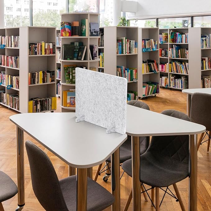 DOLLAR BOSS 4PCS Acoustic Desk Dividers 24" x 20", Soundproof Freestanding Privacy Panels for Table, Noise Reducing Desktop Partition for Office, Home, Classroom with 20 Pushpins, Light Grey