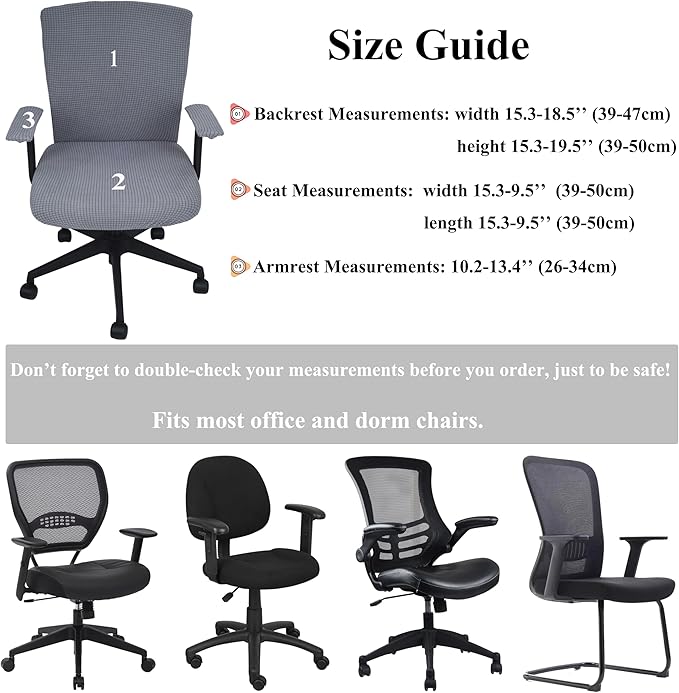 Office Chair Covers 4 Pcs Stretchable Computer Chair Cover Desk Accessories Office Supplies Armrest Seat Slipcovers Desk Decor (Light Gray)