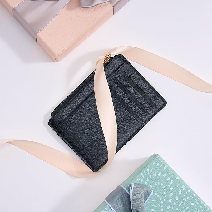 Tipmile Credit Card Holder for Women Slim Minimalist Front Pocket RFID Blocking Wallet Small Compact Card Case with ID Window, Vintage Black