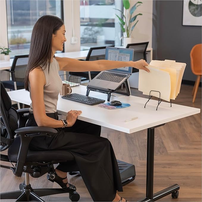Fellowes Step File Wire Organizer Rack | 6 Sections | Black | 72613 | Pack of 4