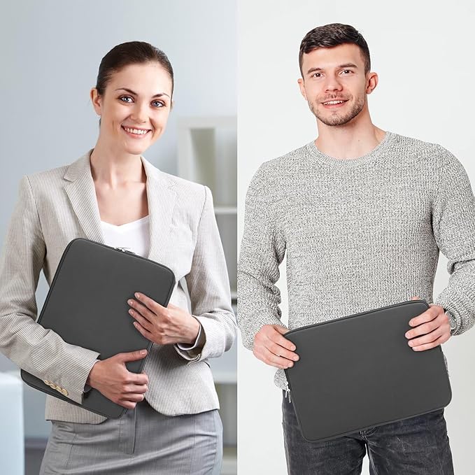 RAINYEAR Laptop Sleeve Case Compatible with 13.3 Inch Notebook Computer Tablet Chromebook 14" MacBook Pro/Max M1 M2 M3 M4 M5 Soft Carrying Bag Zipper Protective Cover with Accessories Pouch (Gray)