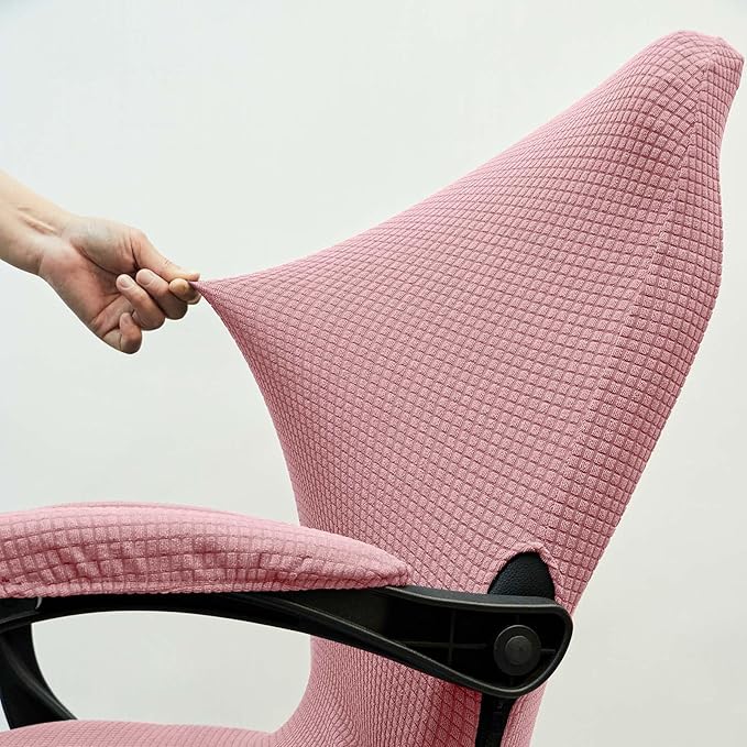 Melaluxe Office Chair Cover with Armrest Covers， Universal Stretch Desk Chair Cover, Computer Chair Slipcovers (Size: L) - Pink