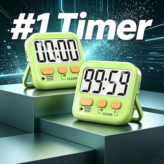 Antonki 2 Pack Digital Timer for Kids, Magnetic Countdown Kitchen Timers for Cooking, Egg, Classroom, Teacher, Exercise, Study, Oven - Battery Included
