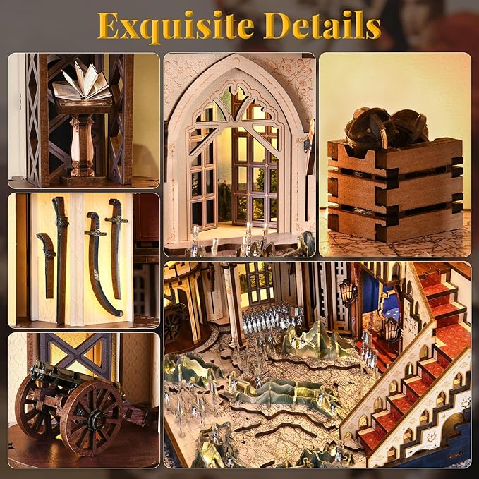MiniCity Magic Booknook Building Set with LED Light, Mini Bookend Building Kit for Bookshelf & Home Decor, DIY Miniature Book Nook Building Model for Kids Adults Teens (Napoléon)